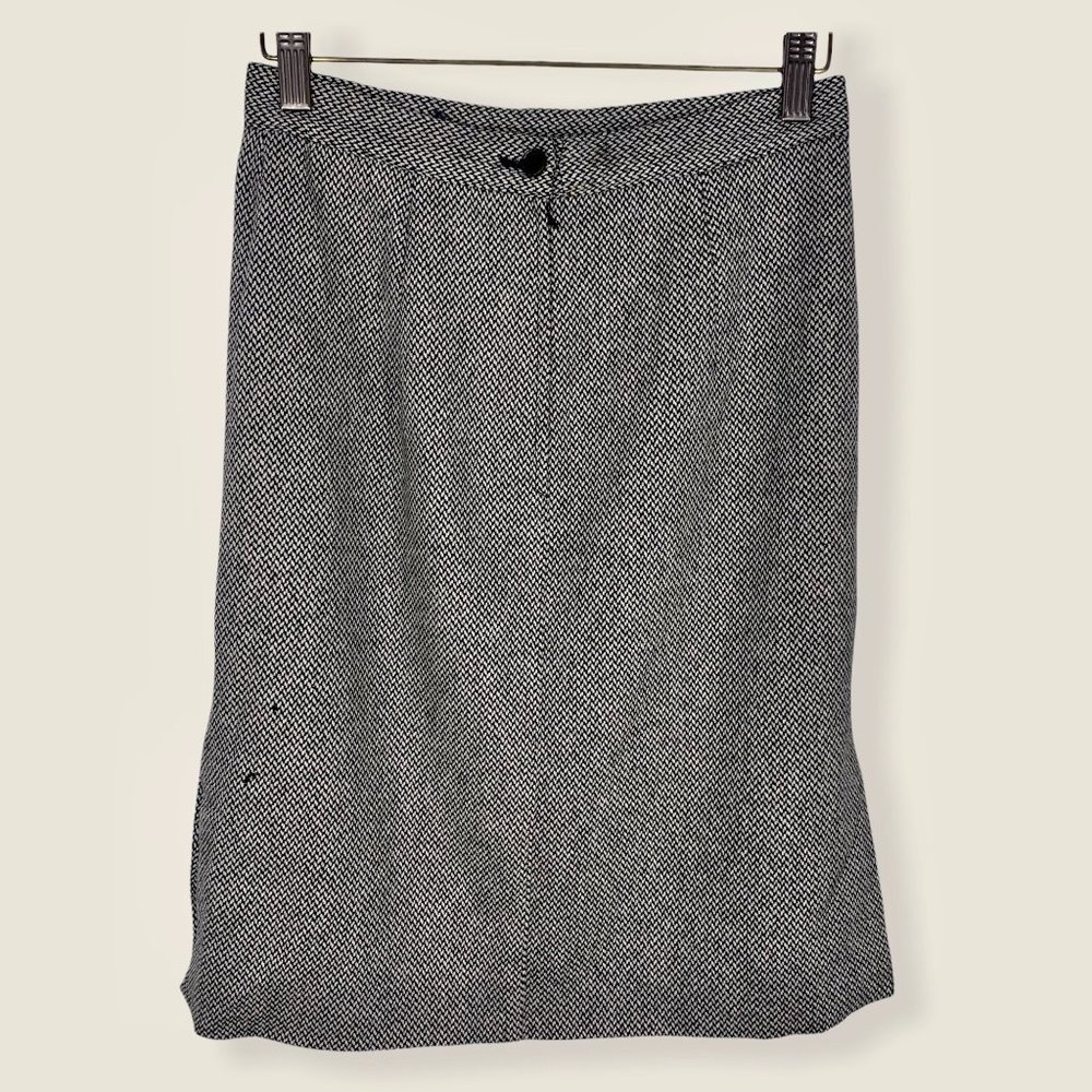 Vintage 90s Valentino Miss V Grey Lana Wool Skirt Size 6 - Picture 2 of 12